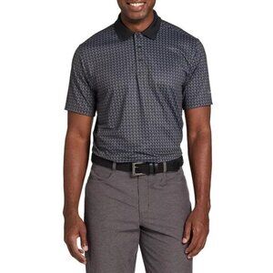 Walter Hagen P11 Novelty Print Houndstooth Dark Grey Golf Polo Shirt Size S NWT